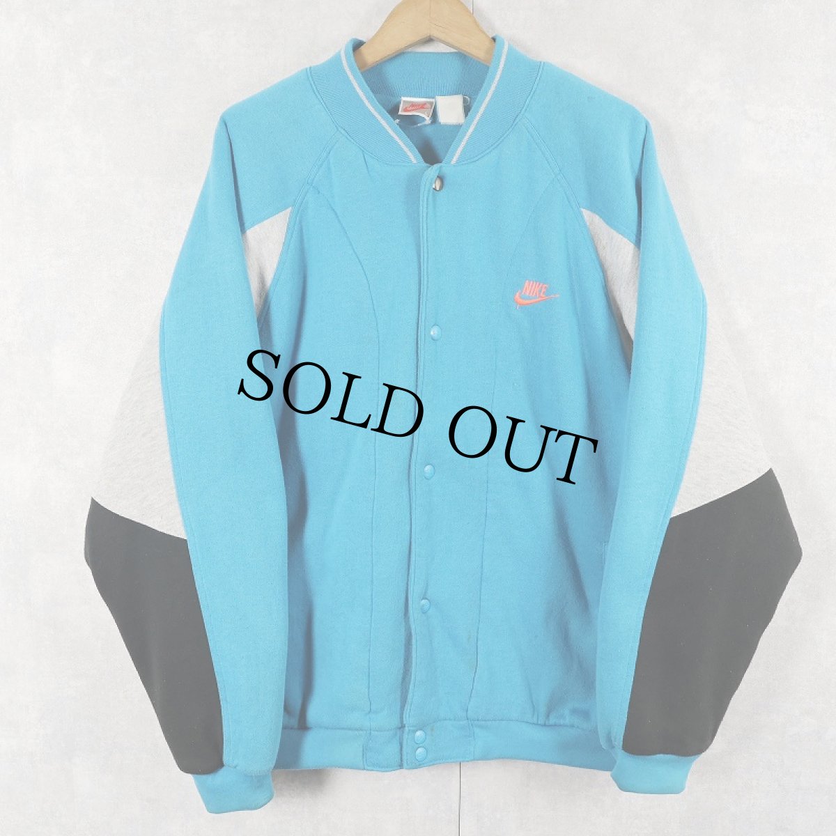 画像1: 90's NIKE 銀タグ 中綿入り スウェットスタジャン L (1)