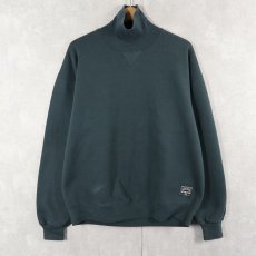 画像1: 90's RUSSELL ATHLETIC USA製 前V タートルネック 無地スウェット GREEN L (1)