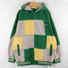 画像1: Sean John ロゴ刺繍 パネル切り替え ジップパーカー XL (1)