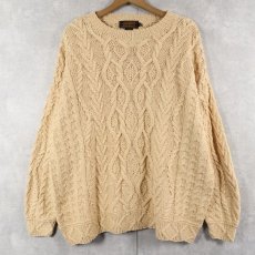 画像1: 90's Eddie Bauer コットン アランニットセーター L (1)