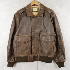 画像1: 90's ST JOHN'S BAY A-2 TYPE KOREA製 レザーフライトジャケット SIZE42 (1)