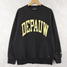 画像1: 【お客様HOLD中】Champion REVERSE WEAVE "DEPAUW" プリントスウェット BLACK M (1)