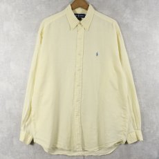 画像1: Ralph Lauren "BLAKE" ロゴ刺繍 リネンボタンダウンシャツ L (1)