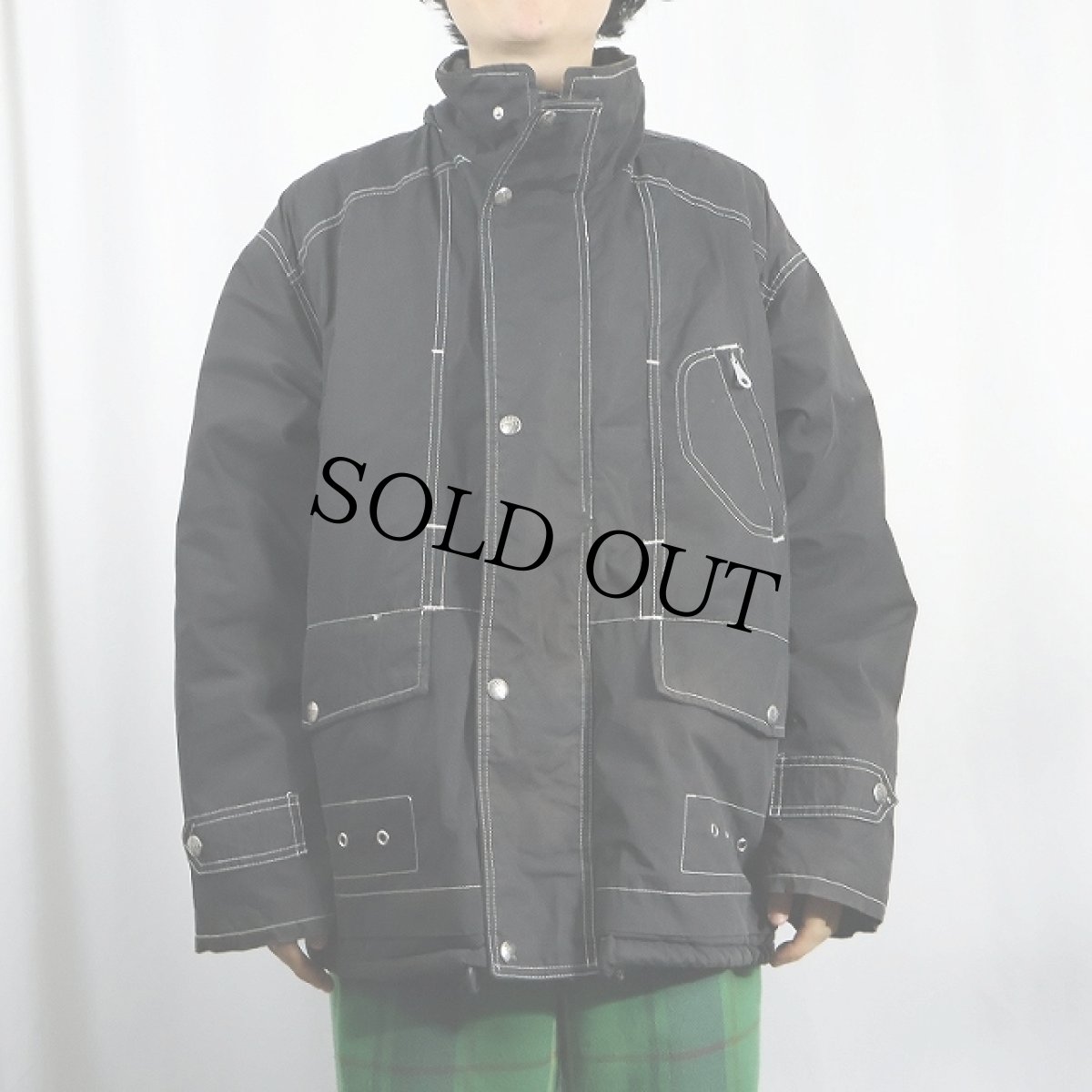 画像3: 90's〜 COLD COMPANY ITALY製 ステッチデザイン 中綿入りジャケット BLACK M (3)