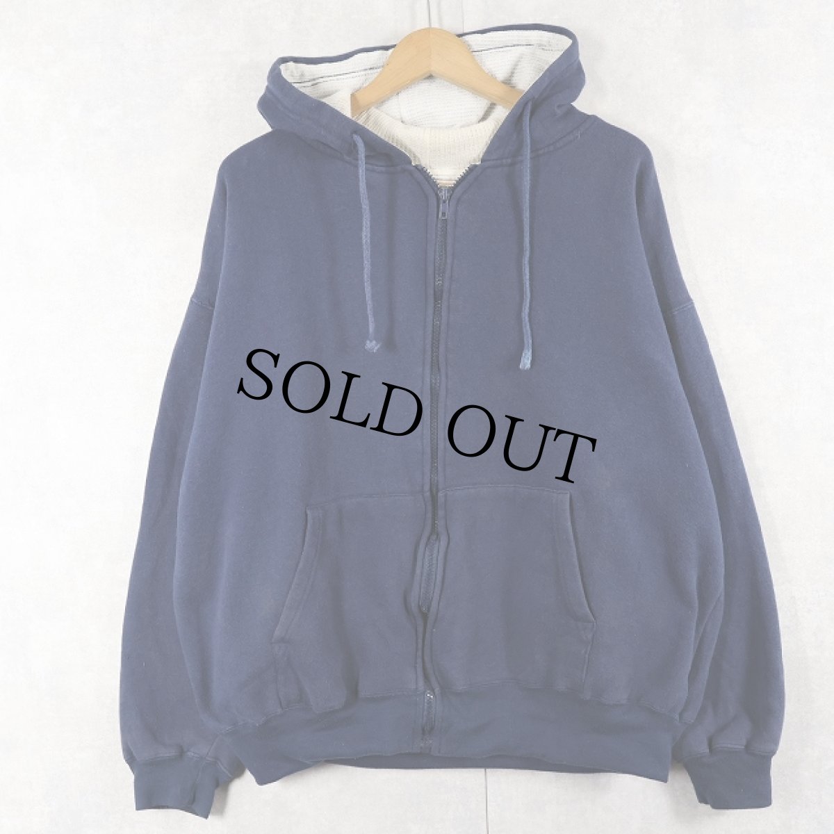 画像1: 90〜2000's TRAIL'S END 裏サーマル スウェットジップパーカー NAVY L (1)