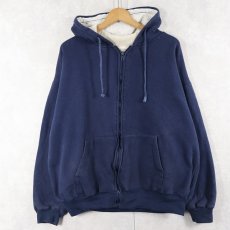 画像1: 90〜2000's TRAIL'S END 裏サーマル スウェットジップパーカー NAVY L (1)