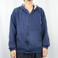画像2: 90〜2000's TRAIL'S END 裏サーマル スウェットジップパーカー NAVY L (2)