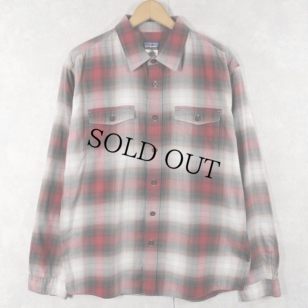 画像1: 2013AW Patagonia "ORGANIC COTTON" オンブレーチェック柄 コットン×ポリエステルシャツ M (1)