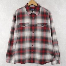 画像1: 2013AW Patagonia "ORGANIC COTTON" オンブレーチェック柄 コットン×ポリエステルシャツ M (1)