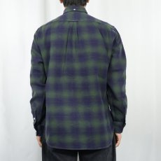 画像3: 90's GITMAN BROS USA製 "Vintage" オンブレーチェック柄 ボタンダウンネルシャツ L (3)