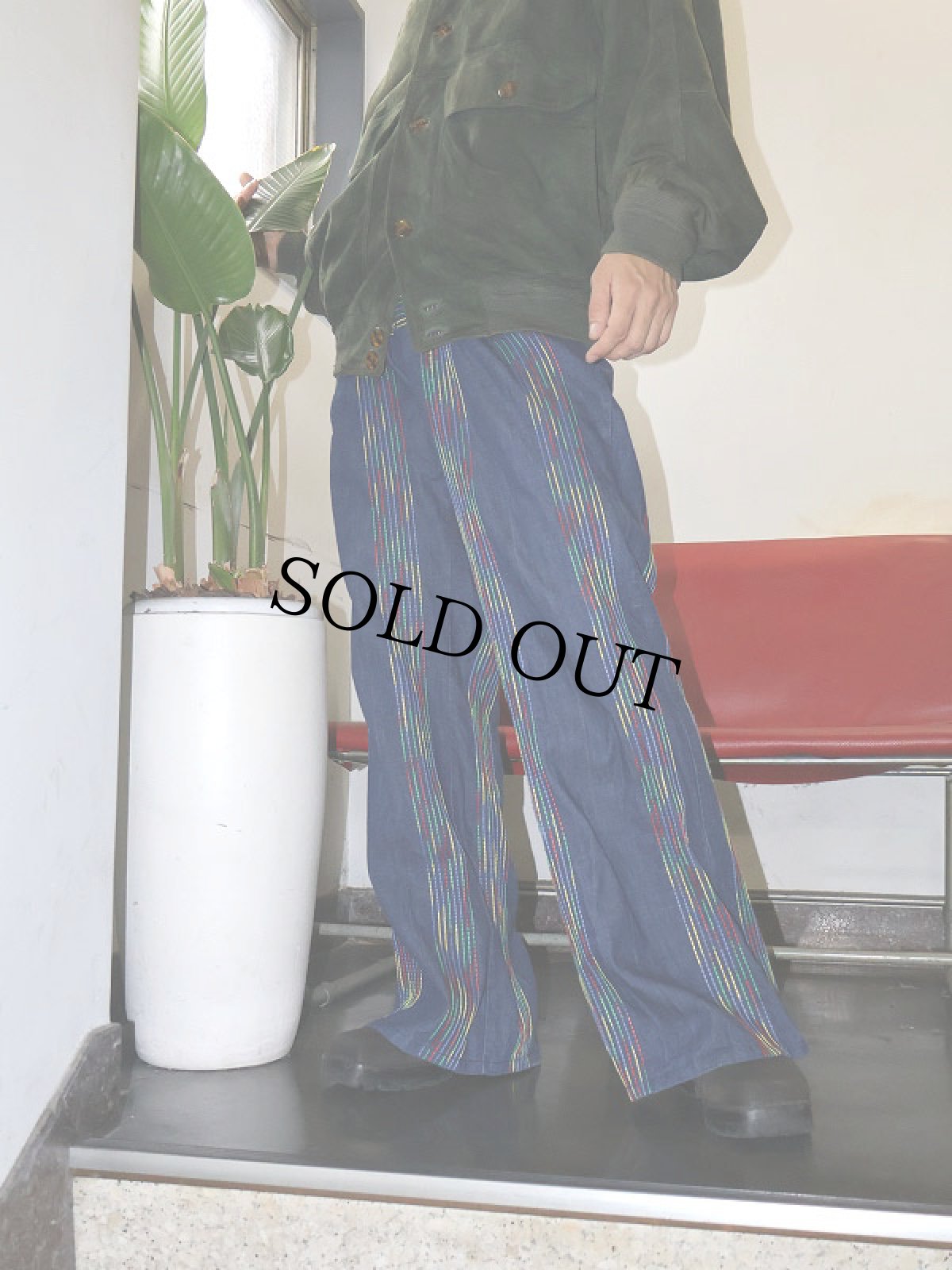 画像2: 70's ステッチデザイン フレアデニムパンツ W36 (2)