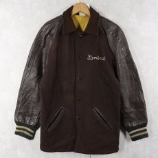 画像1: 70〜80's Custom Made WARD JACKET BY KAYE BROS. チェーン刺繍 パッチ付き レザー×メルトンウール スタジャン (1)
