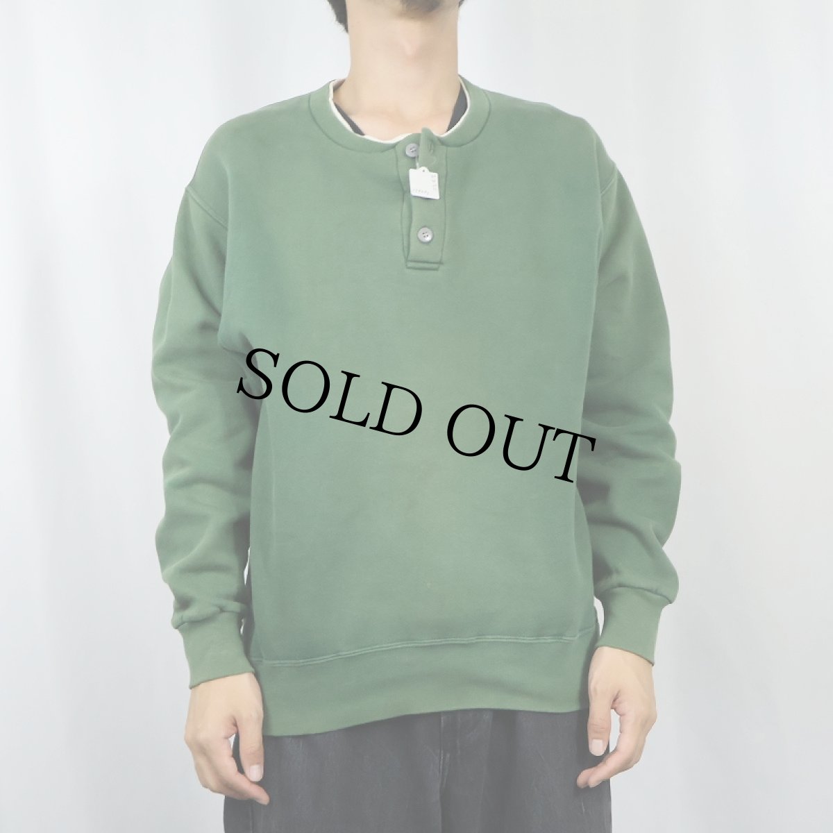 画像2: 90's L.L.Bean by RUSSELL ATHLETIC USA製 ヘンリーネック 無地スウェット M (2)