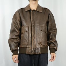 画像2: 90's ST JOHN'S BAY A-2 TYPE KOREA製 レザーフライトジャケット SIZE42 (2)