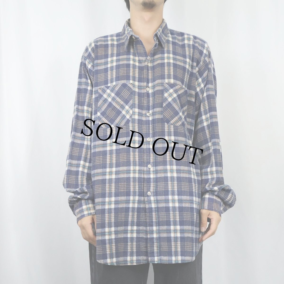 画像2: 70〜80's FIVE BROTHERS USA製 チェック柄 ライトネルシャツ XL (2)