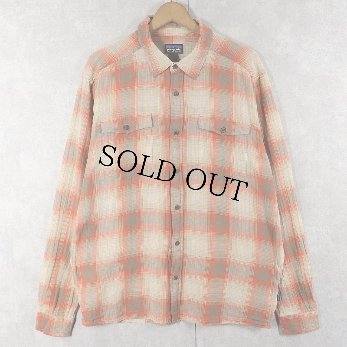 画像1: 2017SS Patagonia オンブレーチェック柄 オーガニックコットンシャツ L (1)