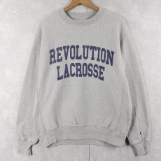 画像1: Champion REVERSE WEAVE "REVOLUTION LACROSSE" 染み込みプリントスウェット M (1)