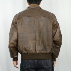 画像3: 90's ST JOHN'S BAY A-2 TYPE KOREA製 レザーフライトジャケット SIZE42 (3)