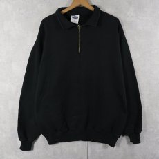 画像1: 90's JERZEES USA製 無地 ハーフジップスウェット BLACK XL (1)