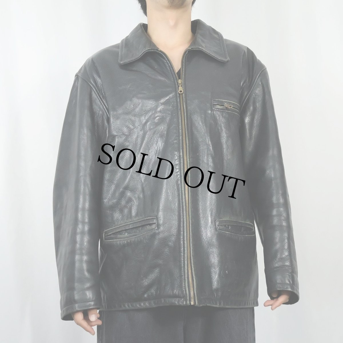 画像2: 90's PEERLESS CANADA製 レザージャケット BLACK SIZE40 (2)