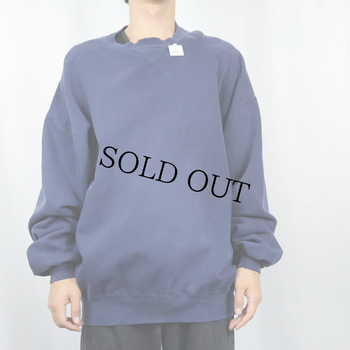 画像2: 90's L.L.Bean by RUSSELL ATHLETIC USA製 前V 無地スウェット NAVY XL (2)