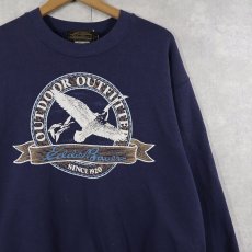 画像1: 80〜90's Eddie Bauer USA製 ロゴプリントスウェット NAVY XL (1)