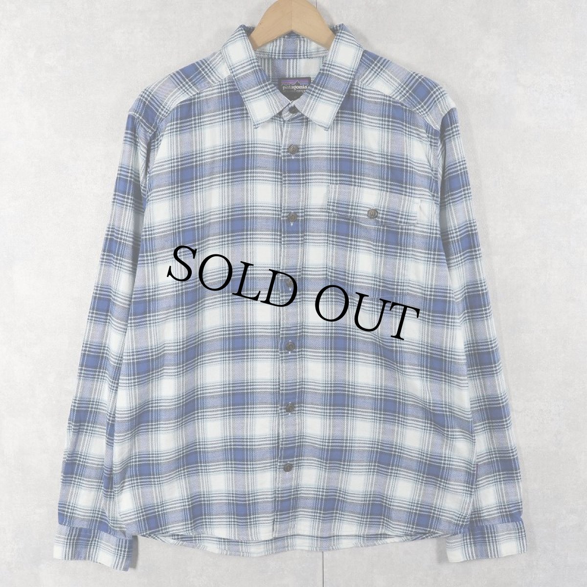 画像1: 2020SS Patagonia "ORGANIC COTTON" 猫目ボタン オンブレーチェック柄 コットンシャツ M (1)
