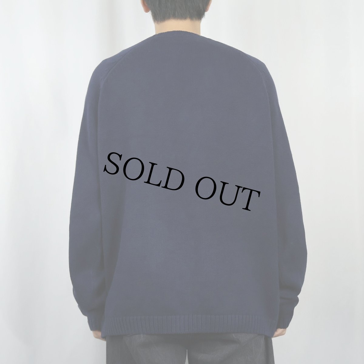 画像3: 90's LANDS'END USA製 コットンニットセーター NAVY L (3)