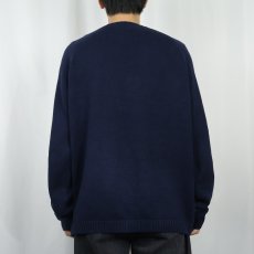 画像3: 90's LANDS'END USA製 コットンニットセーター NAVY L (3)