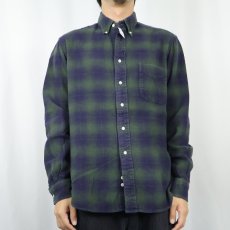 画像2: 90's GITMAN BROS USA製 "Vintage" オンブレーチェック柄 ボタンダウンネルシャツ L (2)