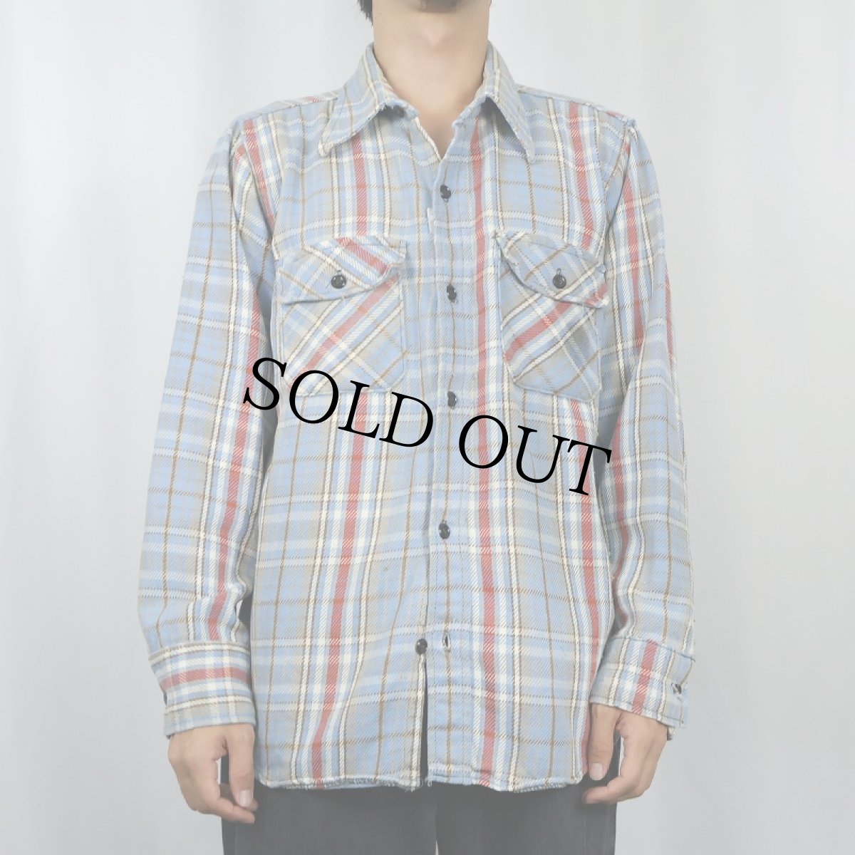 画像2: 70's チェック柄 ヘビーネルシャツ  (2)