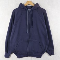 画像1: 90〜2000's WILDERNESS 裏サーマル スウェットジップパーカー NAVY M (1)