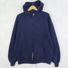 画像1: 90's JERZEES USA製 スウェットジップパーカー NAVY L (1)