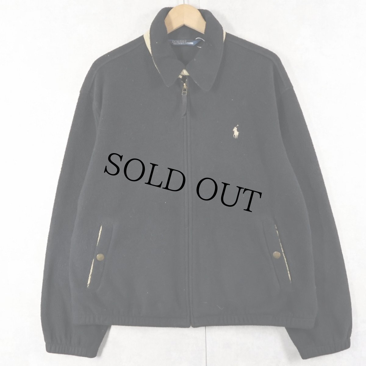 画像1: POLO Ralph Lauren "POLARTEC" チンスト付き フリーススイングトップ BLACK L (1)