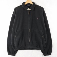 画像1: 80's POLO Ralph Lauren USA製 チンスト付き フリーススイングトップ BLACK L (1)
