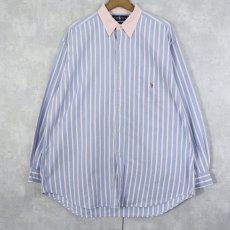 画像1: Ralph Lauren "The Big Shirt" ストライプ柄 オックスフォード ボタンダウンシャツ L  (1)