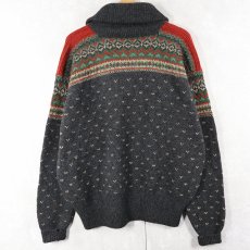 画像4: 90's〜 POLO Ralph Lauren バーズアイ×フェアアイル柄 ショールカラー ウールニットセーター L (4)