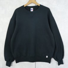 画像1: 90's RUSSELL ATHLETIC USA製 前V 無地スウェット BLACK L (1)