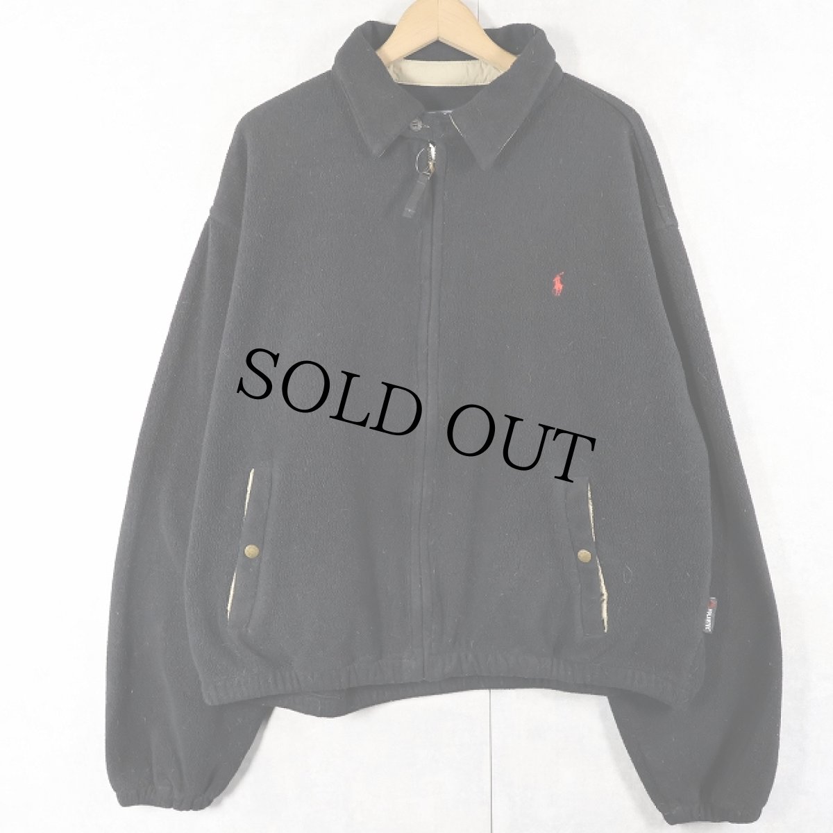 画像1: 90's〜 POLO Ralph Lauren "POLARTEC" チンスト付き フリーススイングトップ BLACK XL (1)