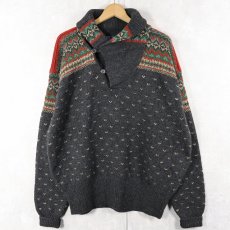 画像3: 90's〜 POLO Ralph Lauren バーズアイ×フェアアイル柄 ショールカラー ウールニットセーター L (3)