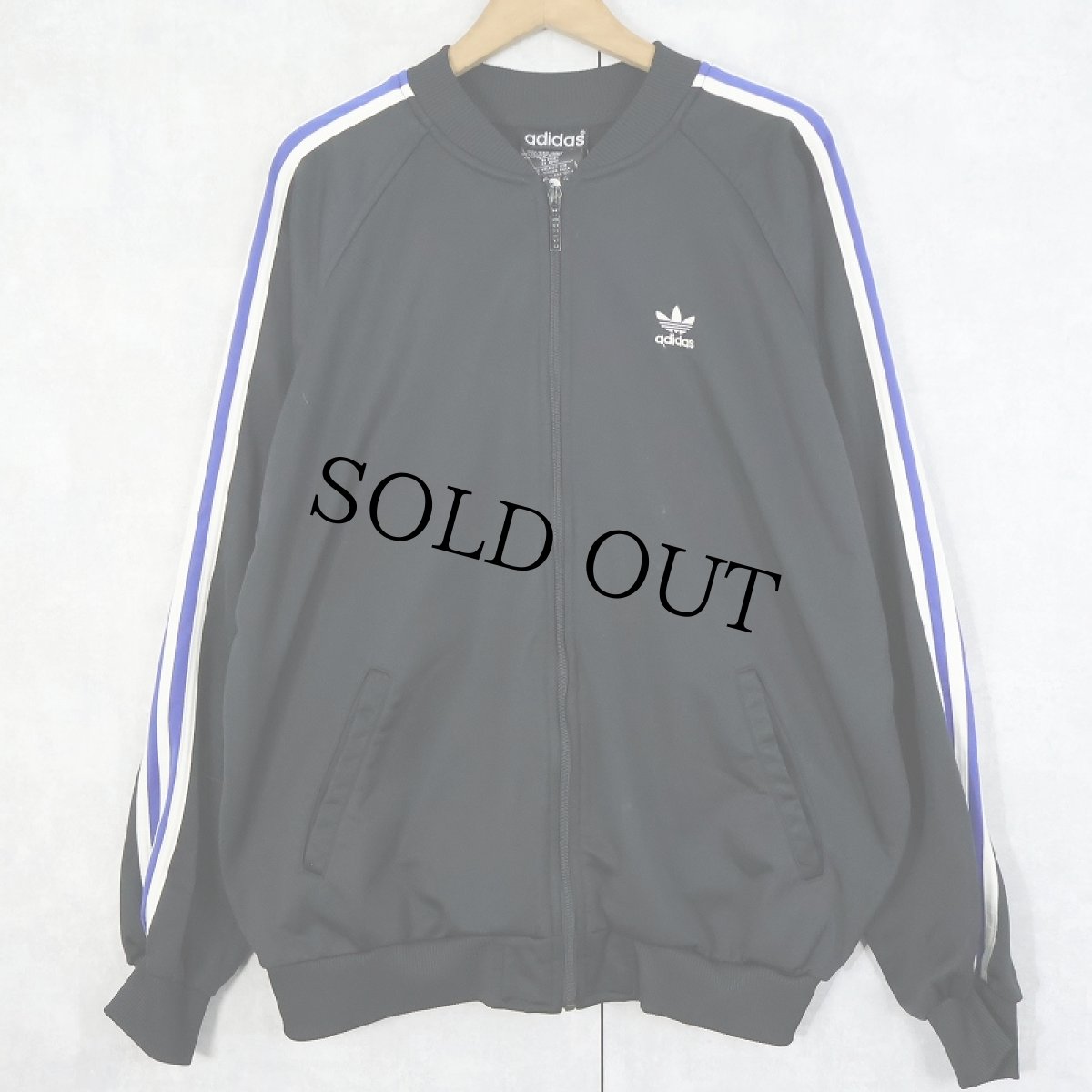 画像1: 90's adidas ロゴ刺繍 トラックジャケット BLACK L (1)