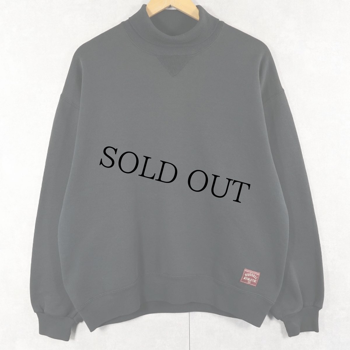 画像1: 90's〜 RUSSELL ATHLETIC USA製 前V タートルネックスウェット BLACK L (1)