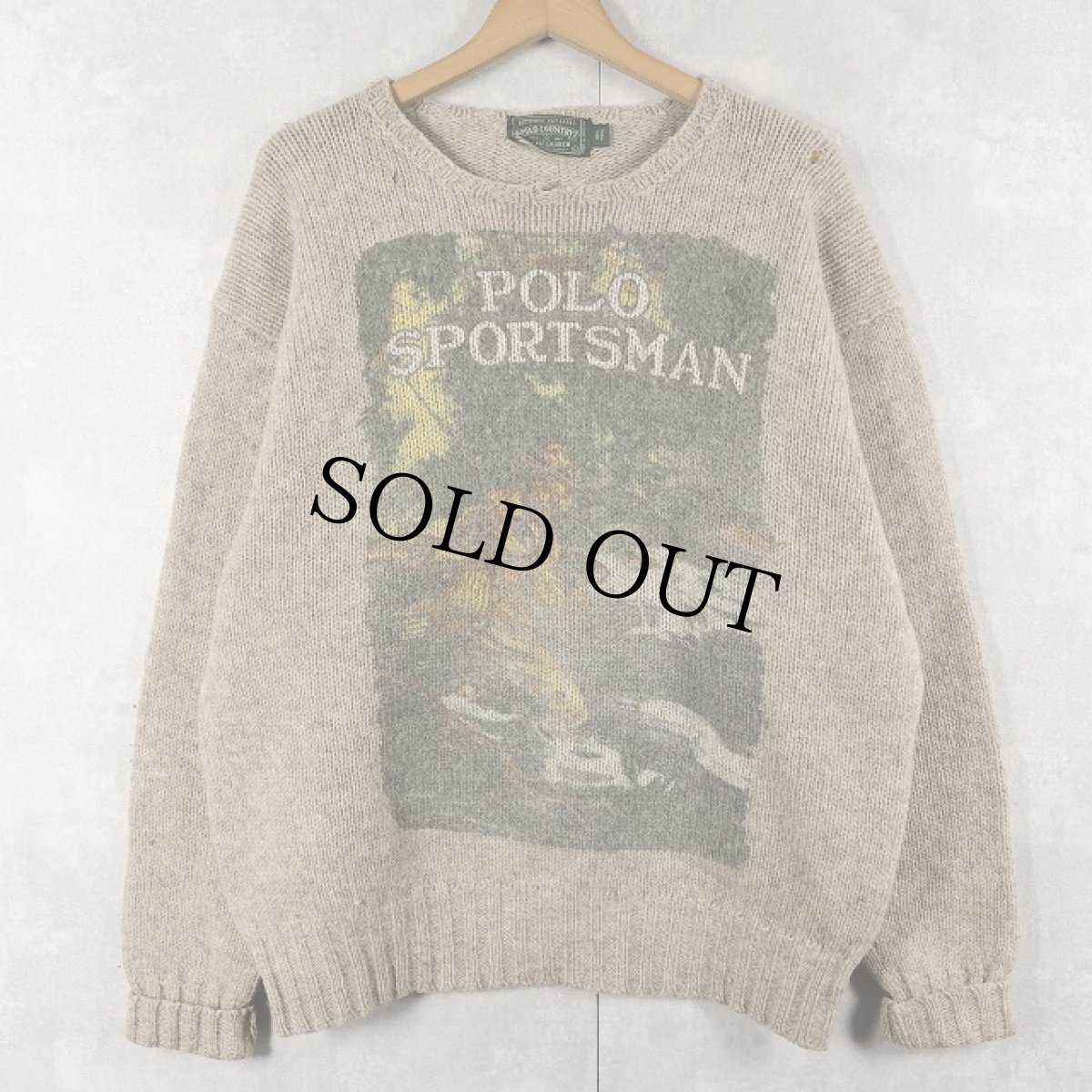 画像3: 80〜90's POLO COUNTRY Ralph Lauren USA製 "POLO SPORTSMAN" プリント ウールニットセーター L (3)