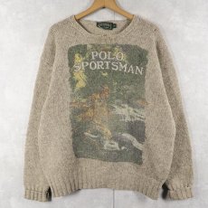 画像3: 80〜90's POLO COUNTRY Ralph Lauren USA製 "POLO SPORTSMAN" プリント ウールニットセーター L (3)