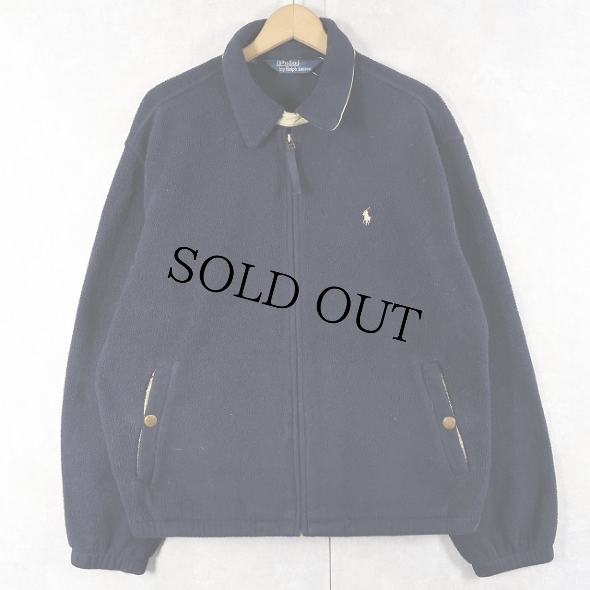 画像1: POLO Ralph Lauren "POLARTEC" チンスト付き フリーススイングトップ NAVY L (1)