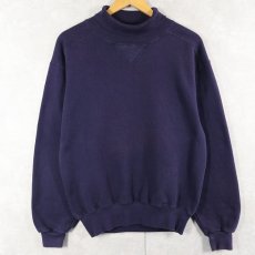 画像1: 90's L.L.Bean by RUSSELL ATHLETIC USA製 前V タートルネックスウェット NAVY S (1)
