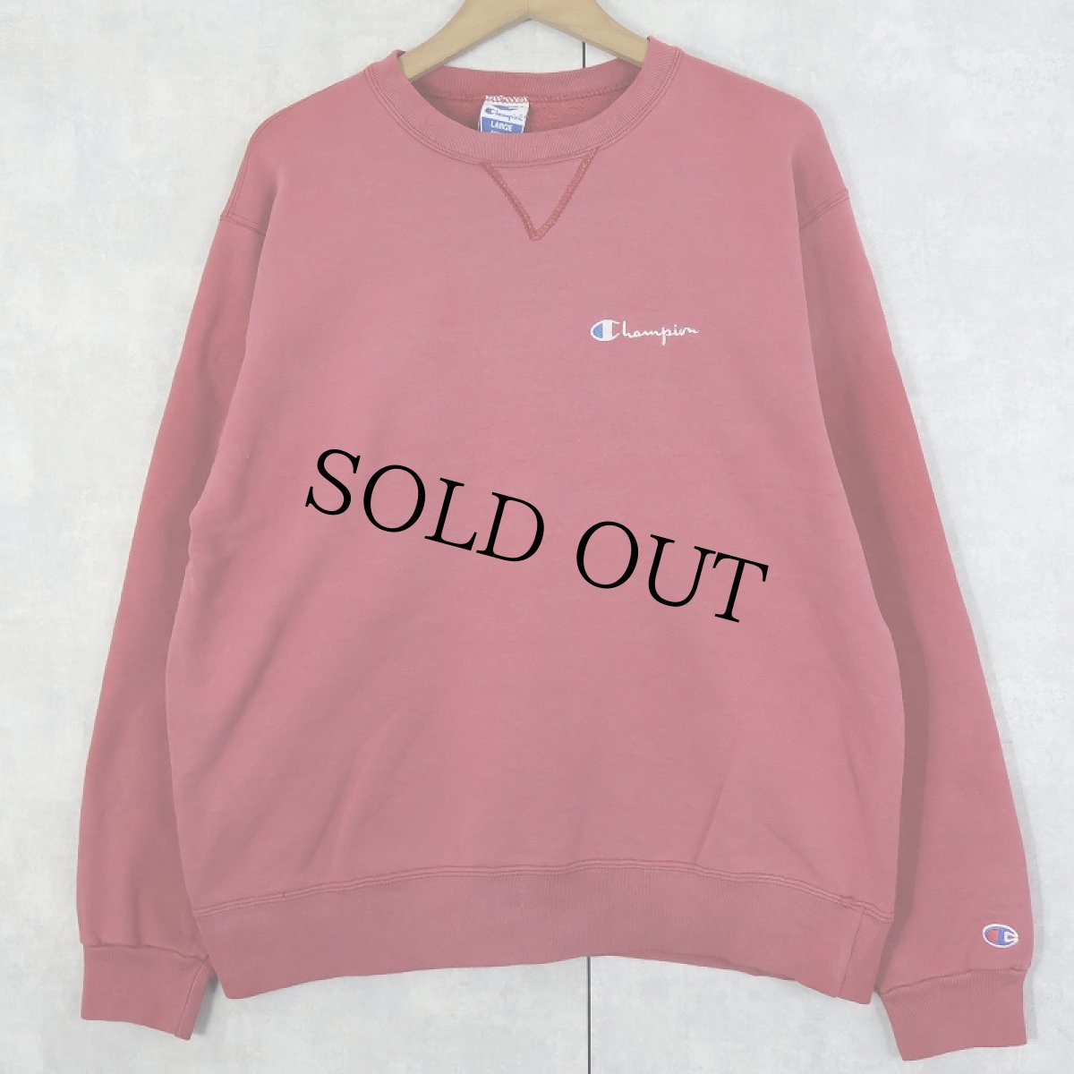 画像1: 90's Champion 青刺繍タグ後期 USA製 ロゴ刺繍 前Vスウェット L (1)