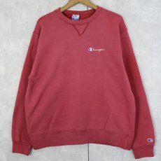 画像1: 90's Champion 青刺繍タグ後期 USA製 ロゴ刺繍 前Vスウェット L (1)