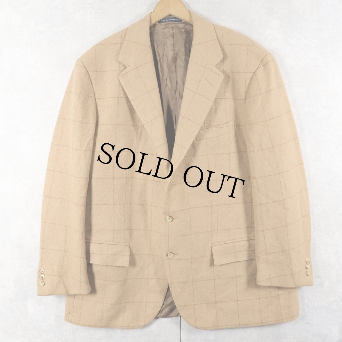 画像3: 90's POLO Ralph Lauren ITALY製 格子柄 キャメルテーラードジャケット SIZE46R (3)