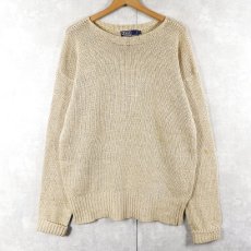 画像1: 90's〜 POLO Ralph Lauren リネンコットン ニットセーター M (1)